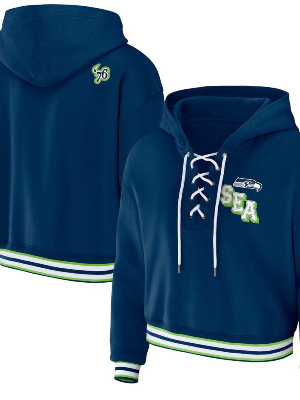 Women’s xl  official Seahawks Lace-Up Hoodie Jacket - Navy/Green